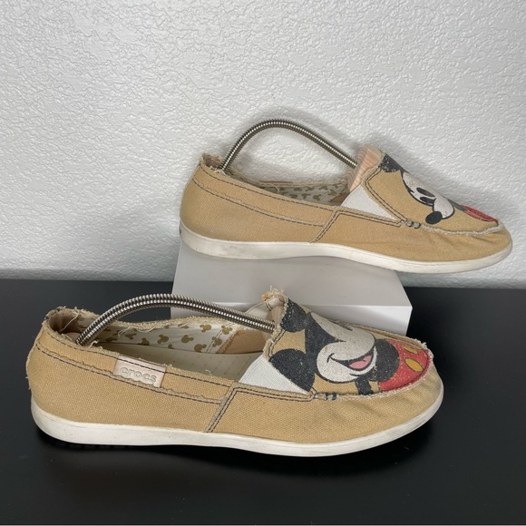 Crocs Mickey Mouse Tan Slip On Loafer Size 10 - Picture 3 of 7